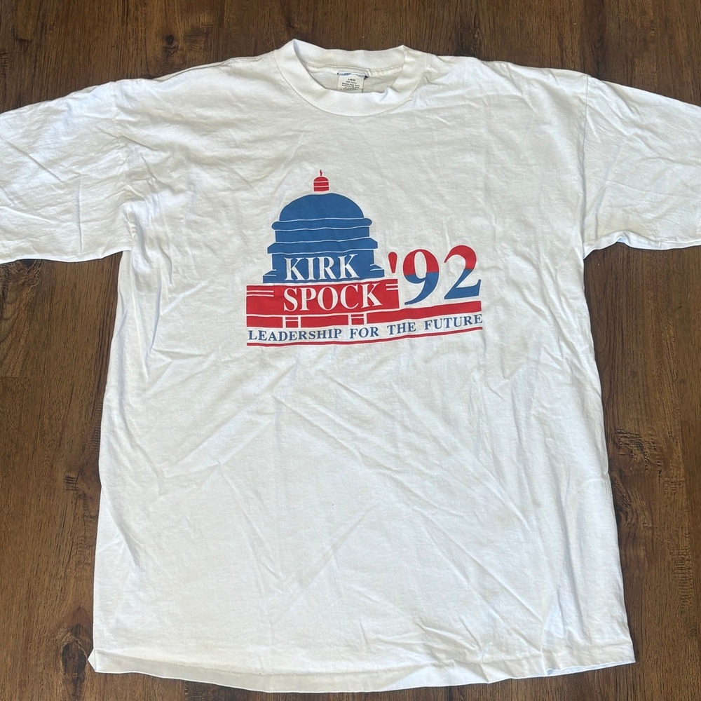 Vintage Kirk Spock '92 Election Large T-Shirt Single Stitch